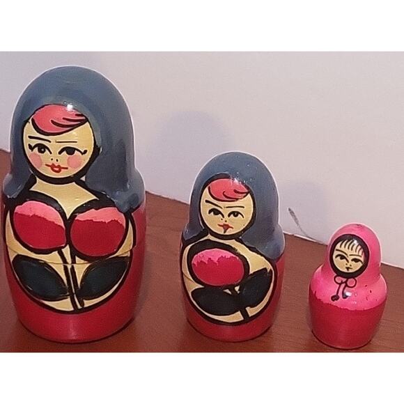 Handmade 5 Russian Nesting Dolls Complete Set - Picture 4 of 7